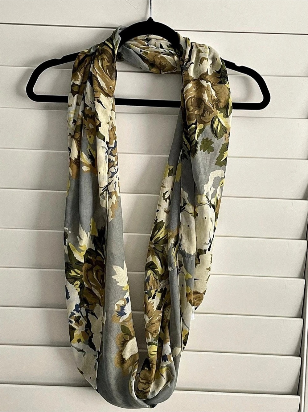 J.Jill Floral Scarf in Gray & Green